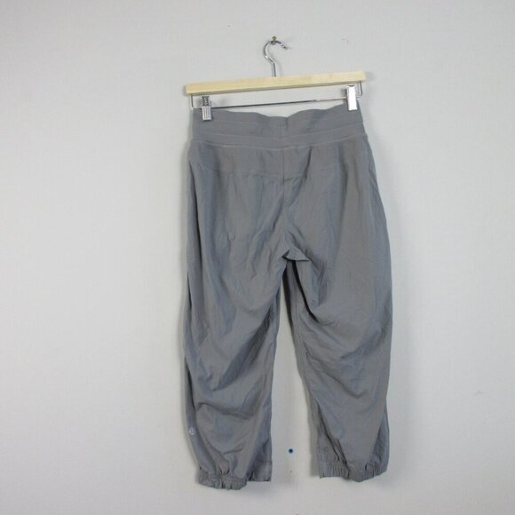 Lululemon Dance Studio Crop II Women 4 Grey Drawstring Performance Quick Dry 182 - Picture 2 of 11